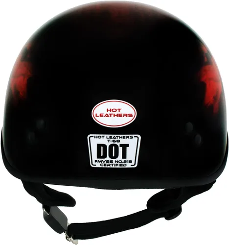 Vista 5 de Hot Leathers HLD1018 Casco de motocicleta 'Red Flame Skull' con aprobación DOT, gorro con calavera para hombres y mujeres motociclistas - Media
