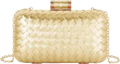 Vista 11 de Reberomantic - Bolso de mano para mujer con patrón de celosía, geométrico, con cadena, tipo clutch para la noche
