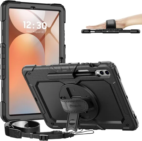 Vista 19 de Timecity - Funda protectora resistente para Samsung Galaxy Tab S10 Lite, S10 FE, S9 FE 5G, S9, 10.9 y 11 pulgadas, con protector de pantalla, Negro