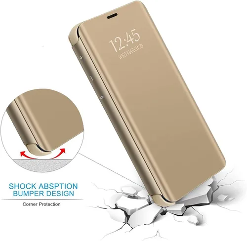 Vista 5 de Note 20 - Funda de piel para Samsung Galaxy Note20 5G, delgada, transparente, espejo de maquillaje, funda con tapa, Note 20 5G con función atril