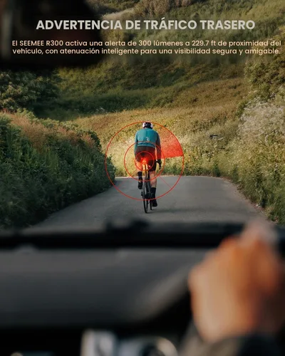 Vista 6 de MagicShine SEEMEE R300 - Luz trasera de radar para bicicleta con detección inteligente de visión trasera, gran angular de 270 ° que aumenta