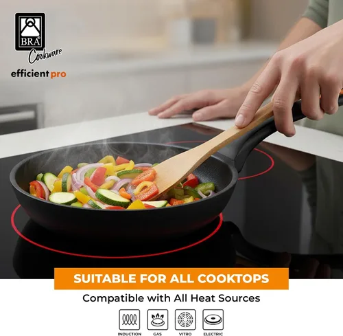 Vista 5 de BRA COOKWARE Efficient Pro - Juego de 2 sartenes antiadherentes Sartén de aluminio fundido de 8+10.2 pulgadas Sartenes de revestimiento