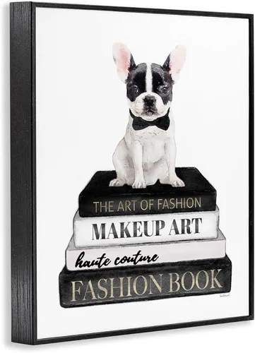 Vista 2 de Stupell Industries Fancy Boston Terrier - Estantería para perros, diseño de Amanda Greenwood Blanco