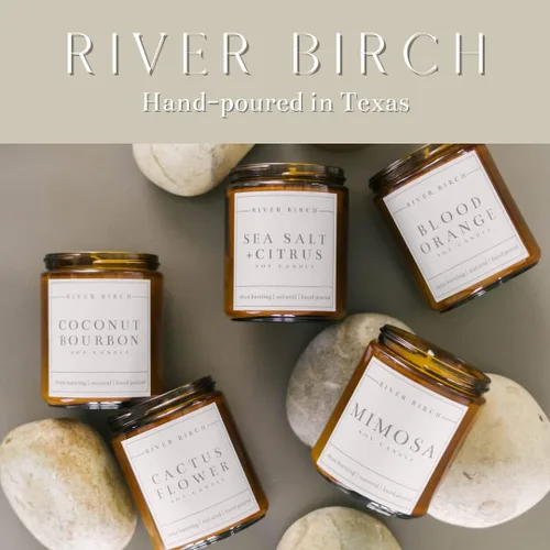 Vista 5 de River Birch Candles - Vela perfumada de almendra y miel Velas en tarro de ámbar de soja de primera calidad, totalmente naturales, no tóxicas, 8.5