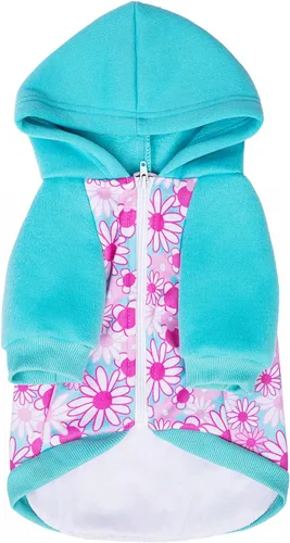 Vista 4 de Sudaderas azules con capucha para perros pequeños y medianos, sudadera con capucha de Navidad con bolsillo, sudadera con capucha para mascotas