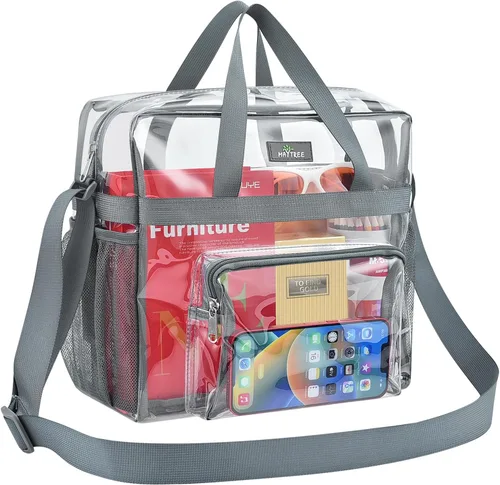 Vista 53 de MAY TREE Bolsa transparente para eventos en estadios de 12 x 6 x 12 pulgadas, bolsa de almuerzo transparente con correas reforzadas para trabajo