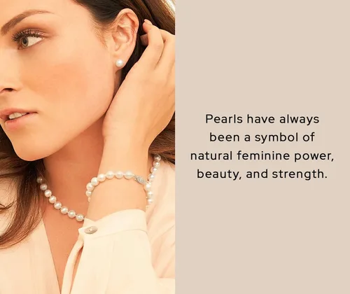 Vista 2 de Juego de joyas de perlas de oro de 14 quilates para mujer, collar y aretes de perlas de agua dulce con pulsera de perlas Perlas cultivadas