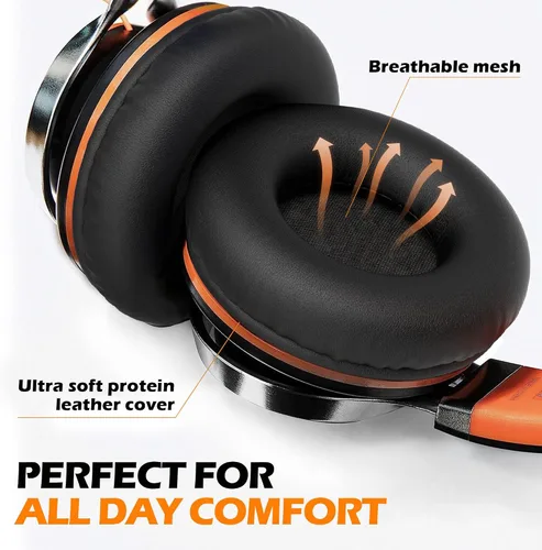 Vista 3 de Auriculares Ailihen C8, ligeros y plegables con micrófono para iPhone, iPad, iPod, teléfonos inteligentes Android, computadoras, laptop, Mac, Negro