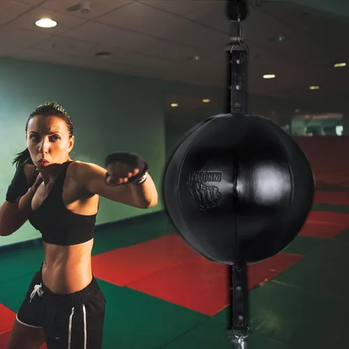 Vista 6 de InnoLife Kit de saco de boxeo de doble extremo con bola de perforación, kit de reacción de velocidad con cordones elásticos, perfecto