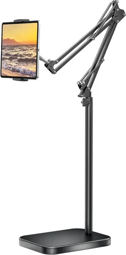 Vista 9 de BluuSuuk Soporte de suelo para tablet con base estable de 11 libras, soporte giratorio de brazo elástico de altura ajustable, compatible con iPad