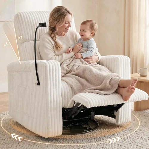 Vista 11 de ABCASA Power Recliner Rocking Chair Nursery, Swivel Glider, Green Chenille-green