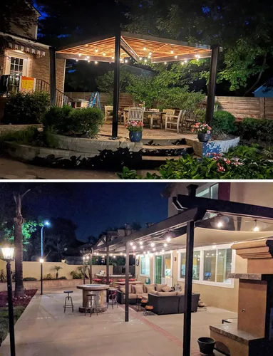 Vista 6 de Luces de Cadena para Patio Exterior de 26 Pies IP65 Impermeables Luces de Cadena Exteriores LED con 13+1 Bombillas S14 1W Irrompibles para Patio