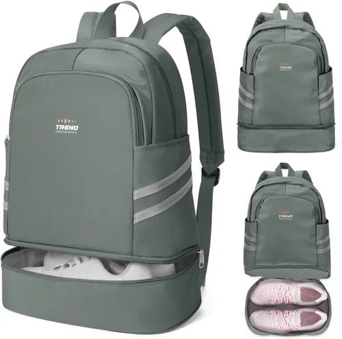 Vista 19 de coofay Mochila de gimnasio para mujer, bolsa de gimnasio con compartimento beige (A-Beige)