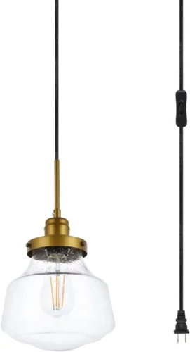 Vista 3 de Lye - Colgante de metal de 1 luz de mediados de siglo en latón