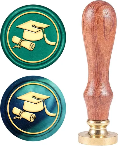 Vista 12 de CRASPIRE Sello de cera para sombrero de graduación, sello de cera de graduación, 1.181 in, retro, vintage, extraíble, latón, cabeza con mango