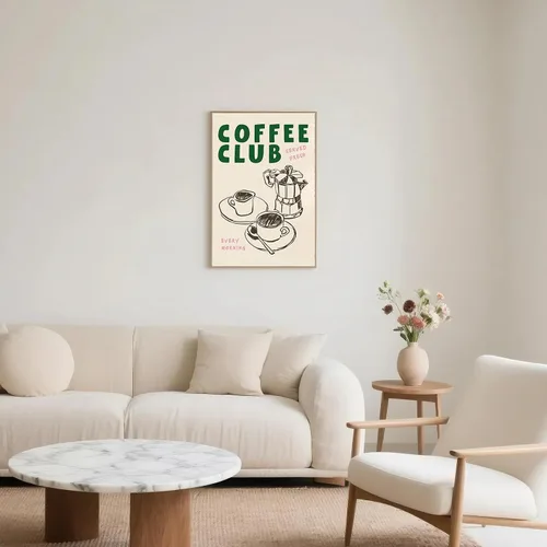 Vista 3 de LXLSTORE Póster de cocina con estampado de café y club, cocina, café, amante, club, desayuno, 16 x 24 pulgadas, sin marco, minimalista, arte