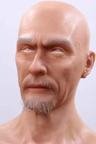 Vista 2 de EQAIWUJIE Máscara de silicona facial realista de anciano, máscara de cabeza completa, máscaras de Halloween, máscara de fiesta de cosplay