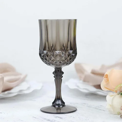Vista 10 de Efavormart - Paquete de 6 copas de vino de plástico de 8 onzas con corte de cristal dorado ámbar, copas de cóctel inastillables teñidas cálidas