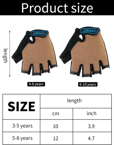 Vista 3 de Boao 3 pares de guantes de medio dedo para niños guantes de deporte antideslizantes de gel para niños Ciclismo de montar en bicicleta azul gris