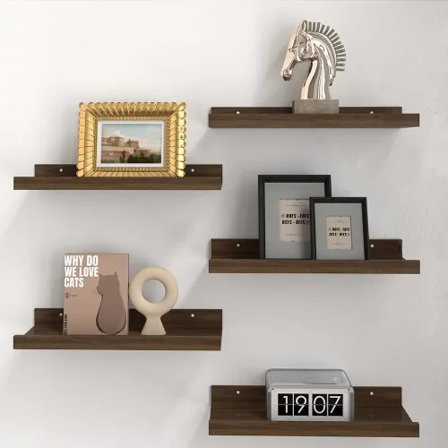 Vista 18 de RICHER HOUSE Juego de 3 estantes flotantes para pared, estantes negros de 16 pulgadas para montar en la pared con borde para almacenamiento, estante