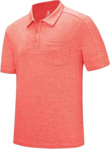 Vista 41 de Rdruko Camisas polo para hombre de manga corta, secado rápido, para golf y deportes al aire libre con bolsillo 01 Negro