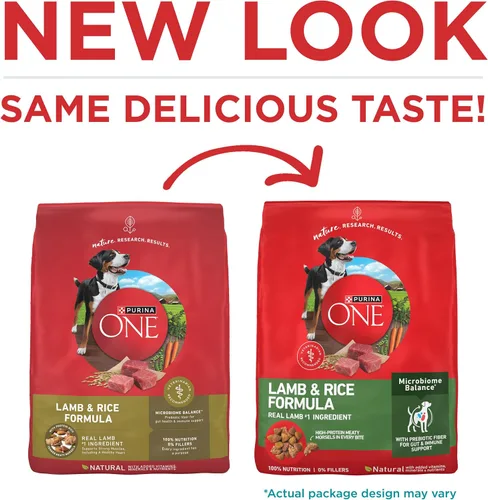 Vista 2 de Purina ONE Alimento seco natural para perros, fórmula SmartBlend de cordero y arroz, 16.5 libras Bolsa