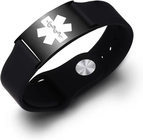 Vista 13 de Pulseras deportivas personalizadas de alerta médica para mujeres y hombres – Pulseras de identificación médica personalizadas con grabado gratuito
