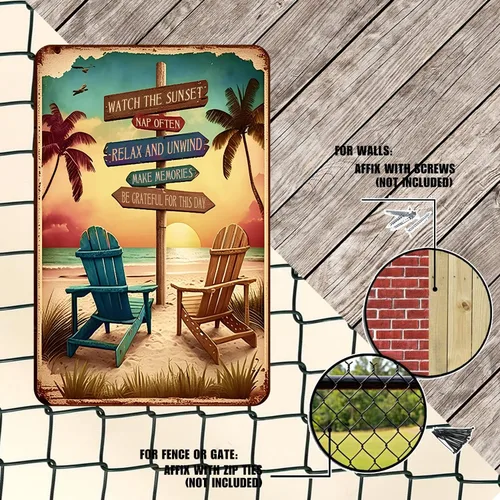 Vista 5 de Shannonsa - Letreros retro de hojalata para decoración de habitación de playa, decoración de pared de 12 x 8 pulgadas, letrero para estética de niña