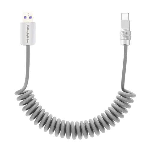 Vista 13 de chubbycable Curly Chubby - Cable de carga rápida USB C en espiral de 240 W, cable de carga retráctil trenzado duradero para automóvil compatible