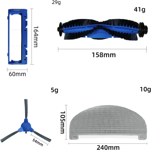 Vista 3 de Piezas de repuesto para aspiradora robot para Eufy G40 G40 Hybrid+Kit de accesorios con 1 cepillo de rodillo