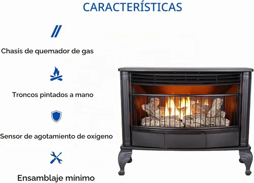 Vista 6 de Duluth Forge - Estufa de gas natural sin ventilación, 25,000 BTU, control T-Stat, acabado negro, modelo # QSN250T