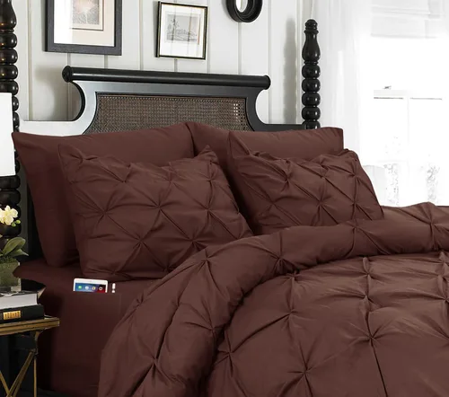 Vista 12 de Elegant Comfort Juego de edredón plisado de 8 piezas, juego suave y sedoso que incluye juego de sábanas con bolsillos de almacenamiento, edredón