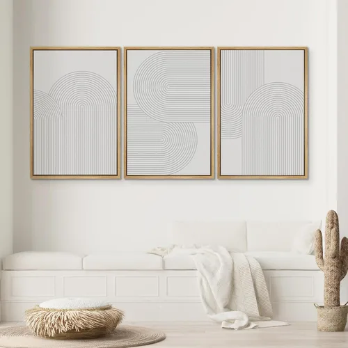 Vista 454 de SIGNWIN Lienzo enmarcado para pared, juego de arte pastel con cadena montañosa, bosque, niebla, naturaleza silvestre, ilustraciones modernas, arte