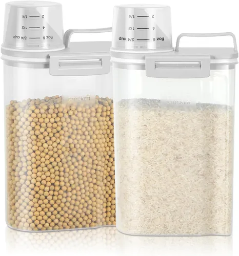 Vista 10 de TBMax Contenedor de arroz 1.8 kg / 4 libras Dispensador de arroz con taza de medición, contenedor de almacenamiento de alimentos para cocina