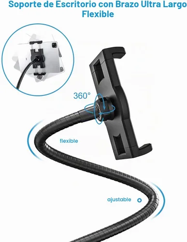 Vista 6 de Z Fold - Soporte plegable para teléfono - Soporte para tableta, riel de asiento de coche/camión, soporte de suelo ajustable con cuello de cisne
