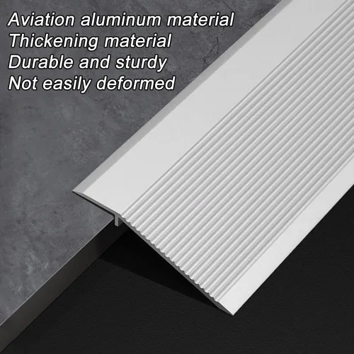 Vista 6 de Tira de transición de piso de aluminio, rampa de umbral de aluminio, borde laminado, tira de umbral antideslizante, reductor de suelo para grandes