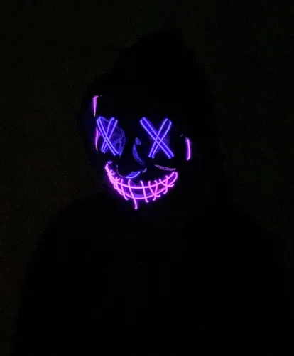 Vista 6 de Acid Tactical Máscara de Halloween con luz LED de alambre Purga EL, máscara de brillo rosa y morado