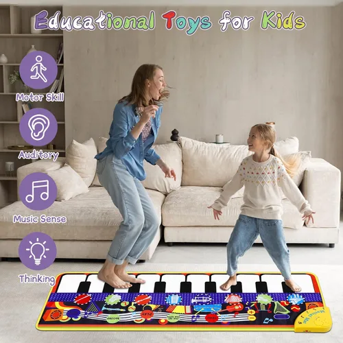 Vista 4 de Alfombrilla de piano musical para niños pequeños – 28 sonidos musicales de suelo, piano teclado, danza, juguete y regalo para niños de 1 a 5 años