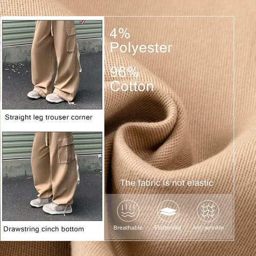 Vista 5 de Pantalones de mujer Y2k Cargo Gothic Baggy Pantalones de cintura alta Harajuku Streetwear Pantalones de paracaídas para hombre