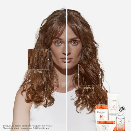 Vista 10 de Champú Kerastase Nutritive Bain Satin Limpia suavemente y repone la humedad para un cabello suave y brillante Con proteínas a base de plantas