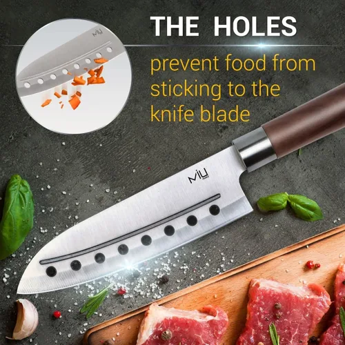 Vista 5 de MIU Santoku - Cuchillo multiusos de 7 pulgadas para chef con mango de plástico cómodo