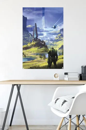 Vista 4 de Halo Infinite - Póster de pared Master Chief Valley, 34 pulgadas de largo x 22.4 pulgadas de ancho, versión sin marco