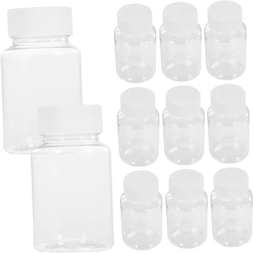 Vista 10 de 10 botellas vacías con tapas para medicamentos, botella de viaje, recipientes de plástico transparente, contenedores de maquillaje, botellas