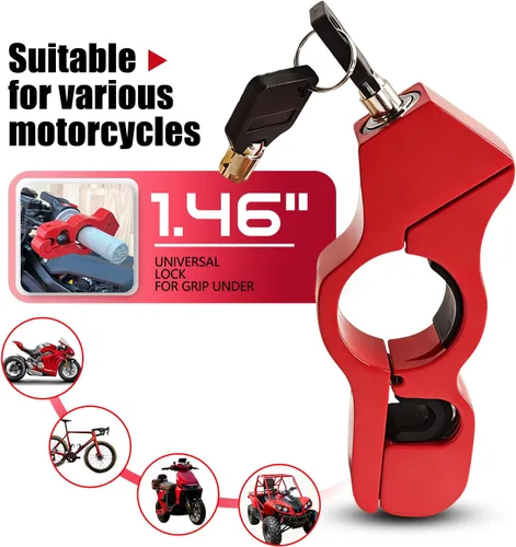 Vista 2 de Juego de 2 cerraduras de motocicleta – Cerraduras de manillar de freno y casco antirrobo de alta resistencia, ajuste universal (<1.5 pulgadas)