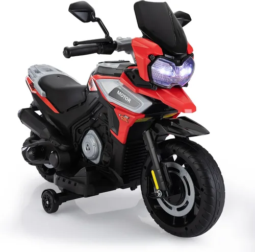 Vista 2 de TOBBI - Motocicleta para niños, eléctrica, estilo motocross, bicicleta para niños pequeños con ruedas de entrenamiento, juguetes de 12V, batería