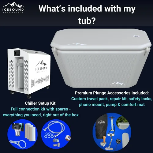 Vista 8 de Bañera fría con enfriador de agua – Enfriador de agua caliente y fría eficiente de 1 HP para baño de hielo – Bañera de hielo premium con enfriador