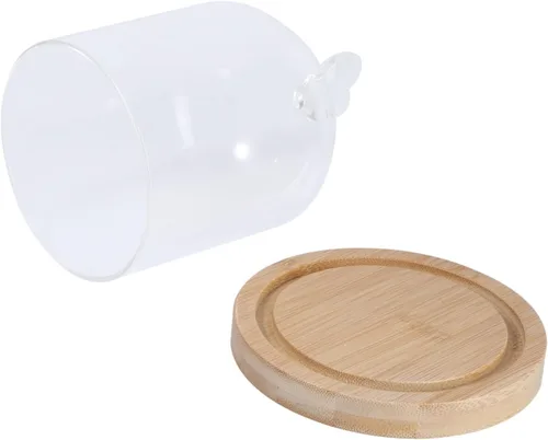 Vista 8 de Amosfun Love - Cubierta de cristal para exhibición de flores, cúpula de cristal transparente con base de madera para decoración del hogar