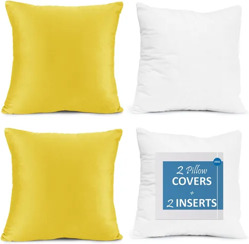Vista 27 de Nestl Juego de 2 rellenos de almohada con terciopelo suave y sólido, juego de fundas de almohada cuadradas decorativas para sofá, automóvil Azul