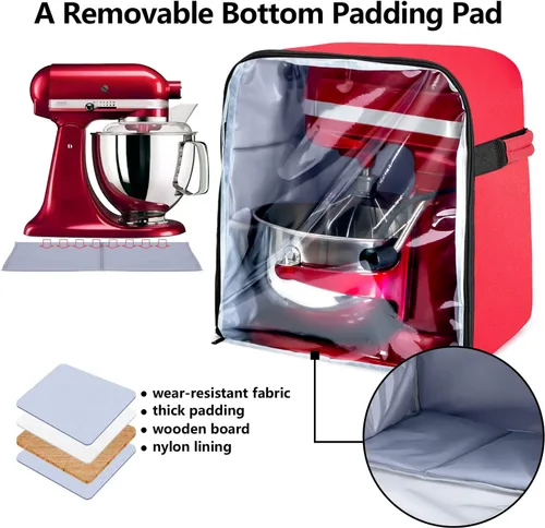 Vista 2 de Luxja Cubierta antipolvo compatible con mezcladores KitchenAid de 4.5 cuartos y 5 cuartos (con una almohadilla de relleno inferior), cubierta