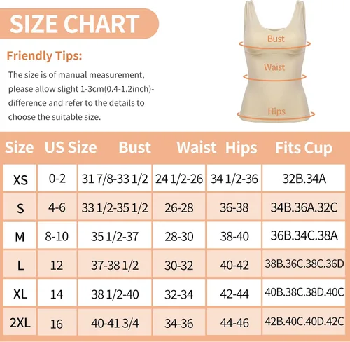 Vista 6 de Camisolas con brasier integrado acolchado de compresión moldeadora para mujer, color blanco, con control de abdomen